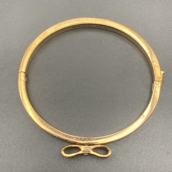 Kate Spade Bracelet Pave Stone Ready Set Bow Jeweled Bangle Gold Tone Layer 7" - Picture 4 of 9